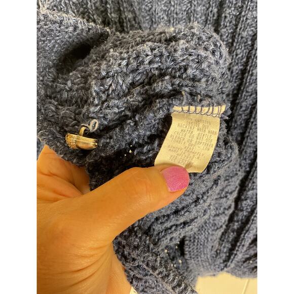 ALPS Unisex Navy Henley Knit Sweater with Metal Buttons Size Large - Picture 6 of 6